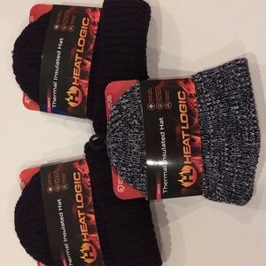 Heat Logic Thermal Insulated  Toboggan Beanies .Set of 3. NEW. Outdoors